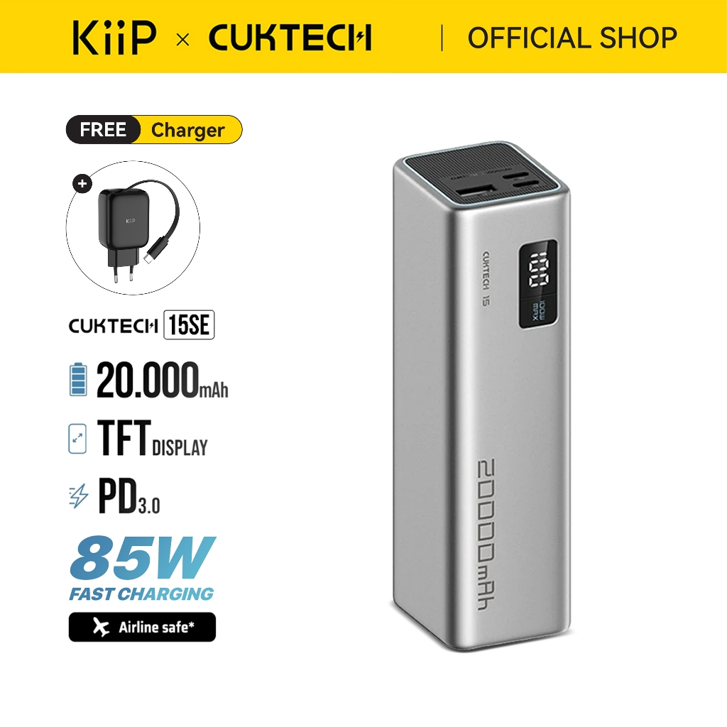 KiiP x Cuktech 15 SE Power Bank 20000mAh 85W USB Type-C Fast Charging