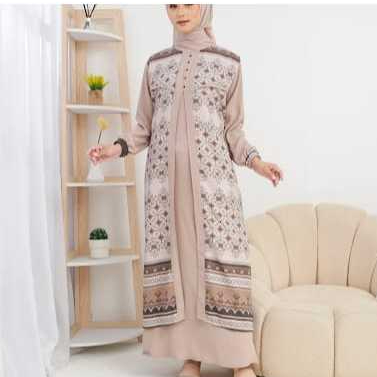 Gamis Wanita Motif Mixx Brukat Bahan Crinkle Airflow Pakaian Fashion Muslim Wanita Nyaman By Azka Co
