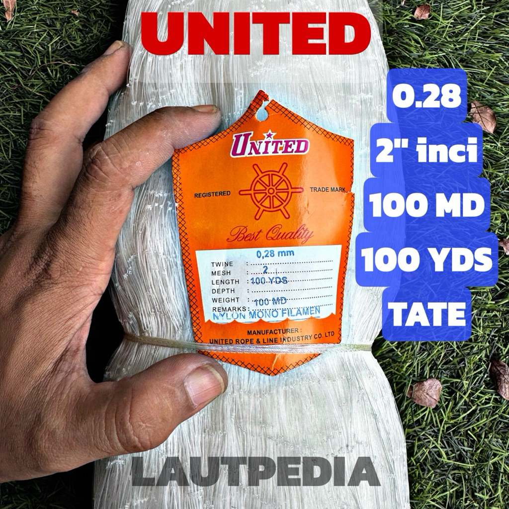 Jaring Ikan UNITED 0.28 2 inci 100x100 TATE - Anti Geser