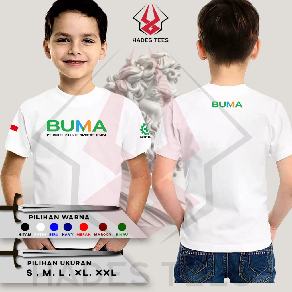Kaos Baju ANAK Tambang Kaos Buma(Bukit Makmur Mandiri Utama) Kaos Distro Perusahaan