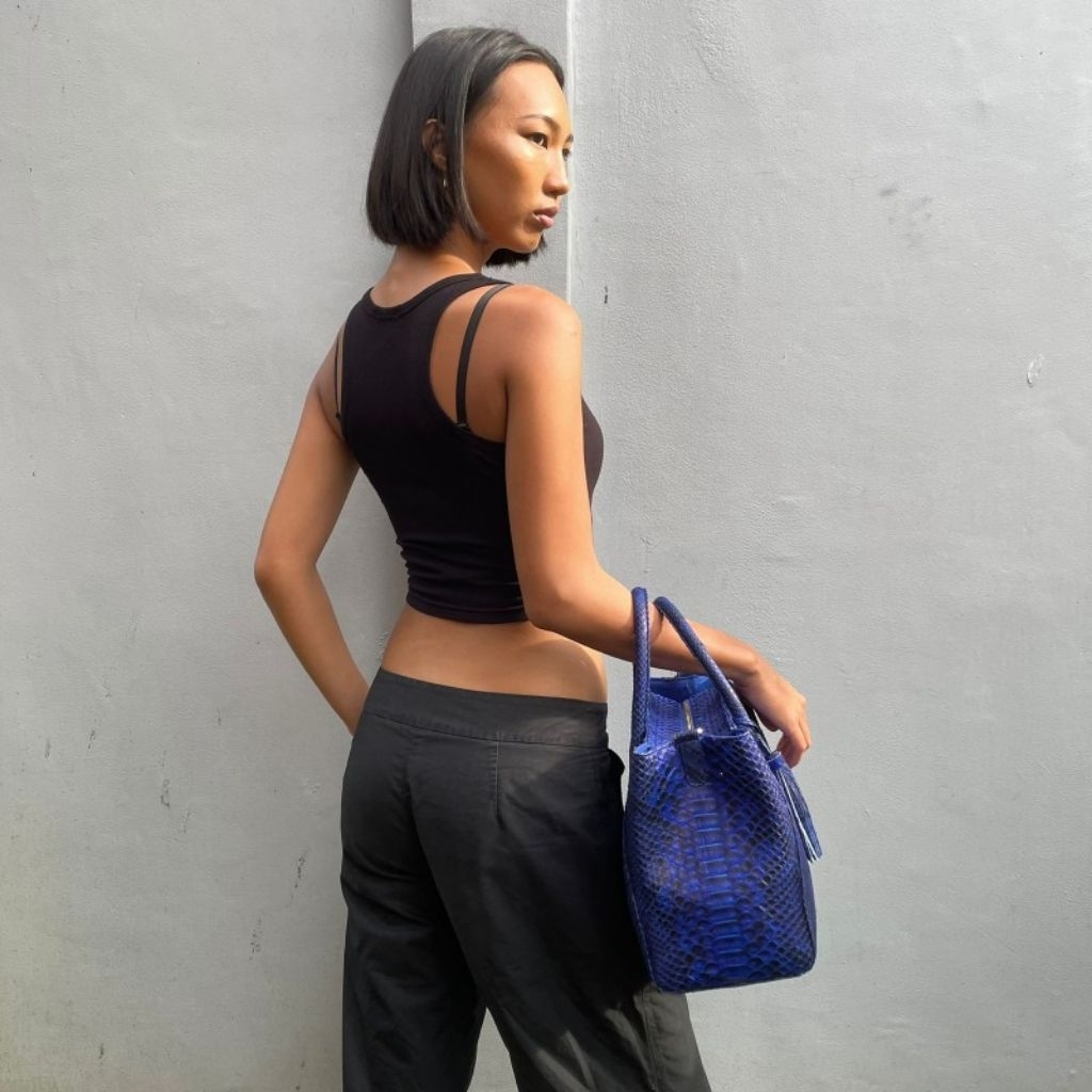 TAS WANITA KULIT HEWAN EKSOTIS WARNA BIRU