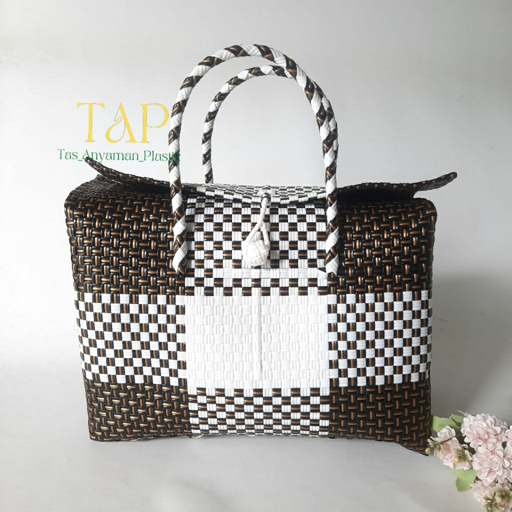 Tas Keranjang Wanita Souvenir Keranjang Tutup Anyam Plastik Tas Jali Tutup Atas Tas Jali Tutup Jumbo