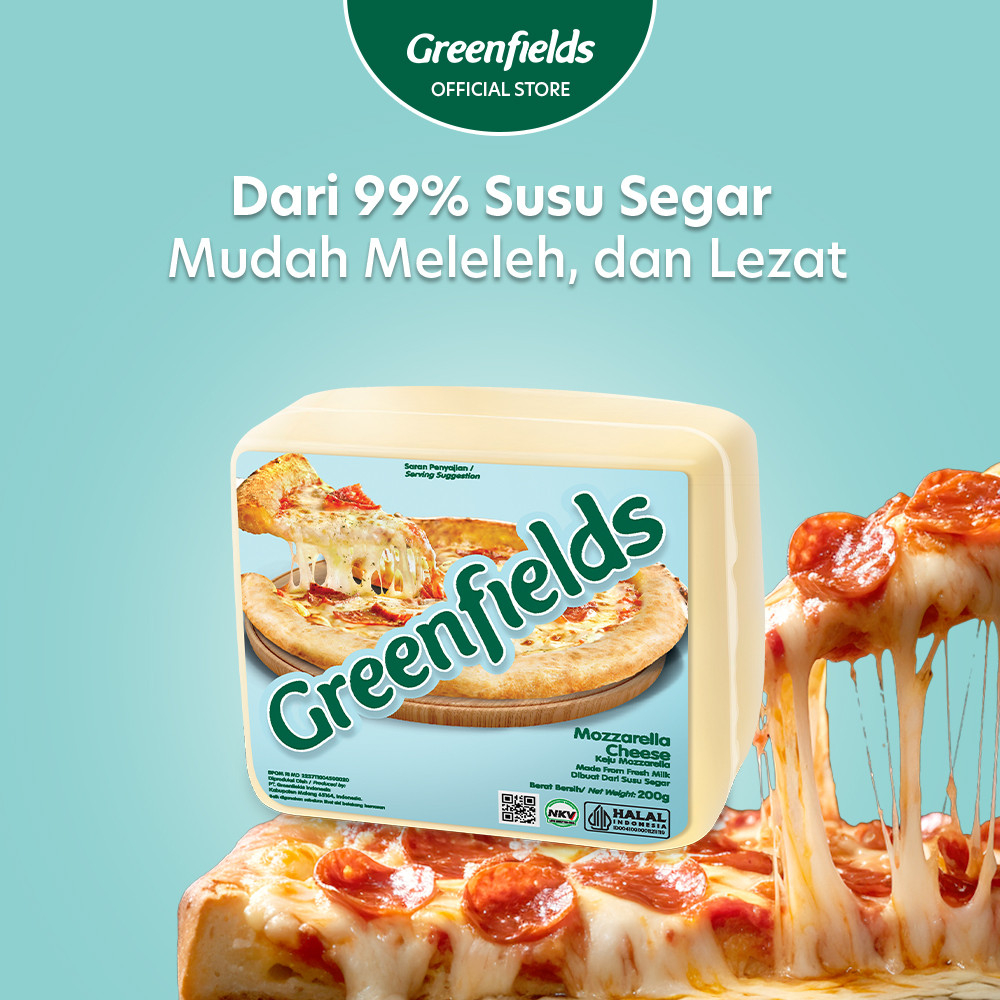 [oddsolshop] pekanbaru/Mozerella Cheese - Keju Mozarella Greenfields 200g - Lembut, Meleleh, Halal
