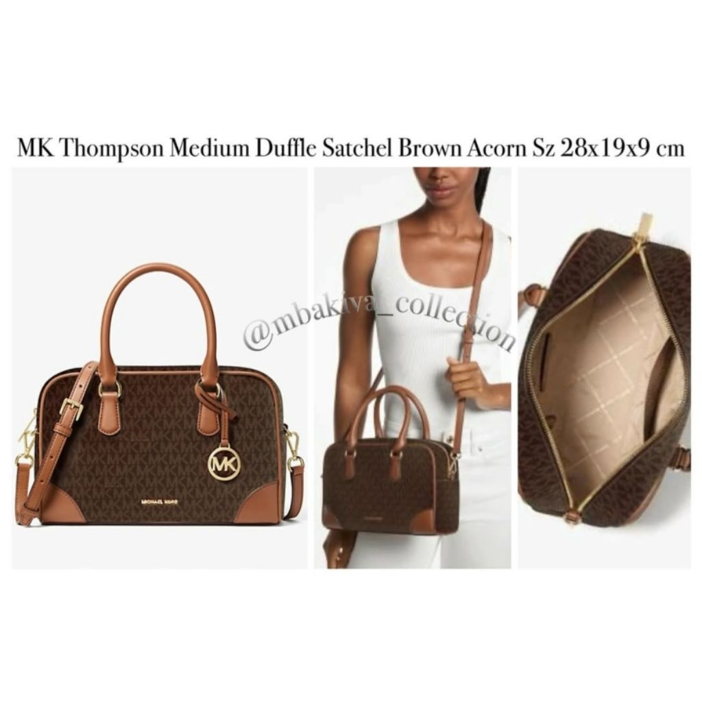 MK Thompson Medium Duffle Satchel Brown Acorn