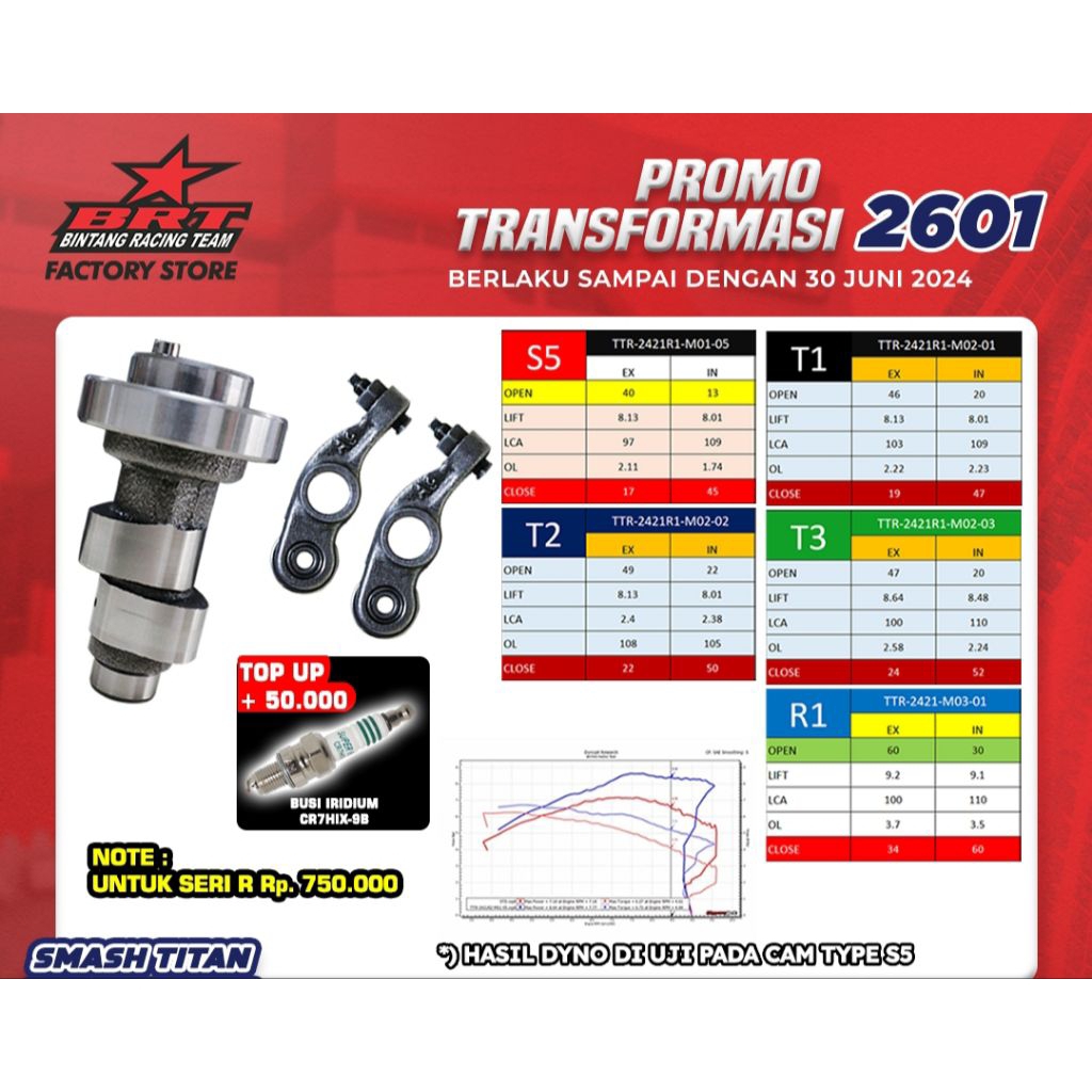 CAMSHAFT/NOKEN BRT SMASH/SHOGUN TITAN T1/T3 100% ORIGINAL BRT