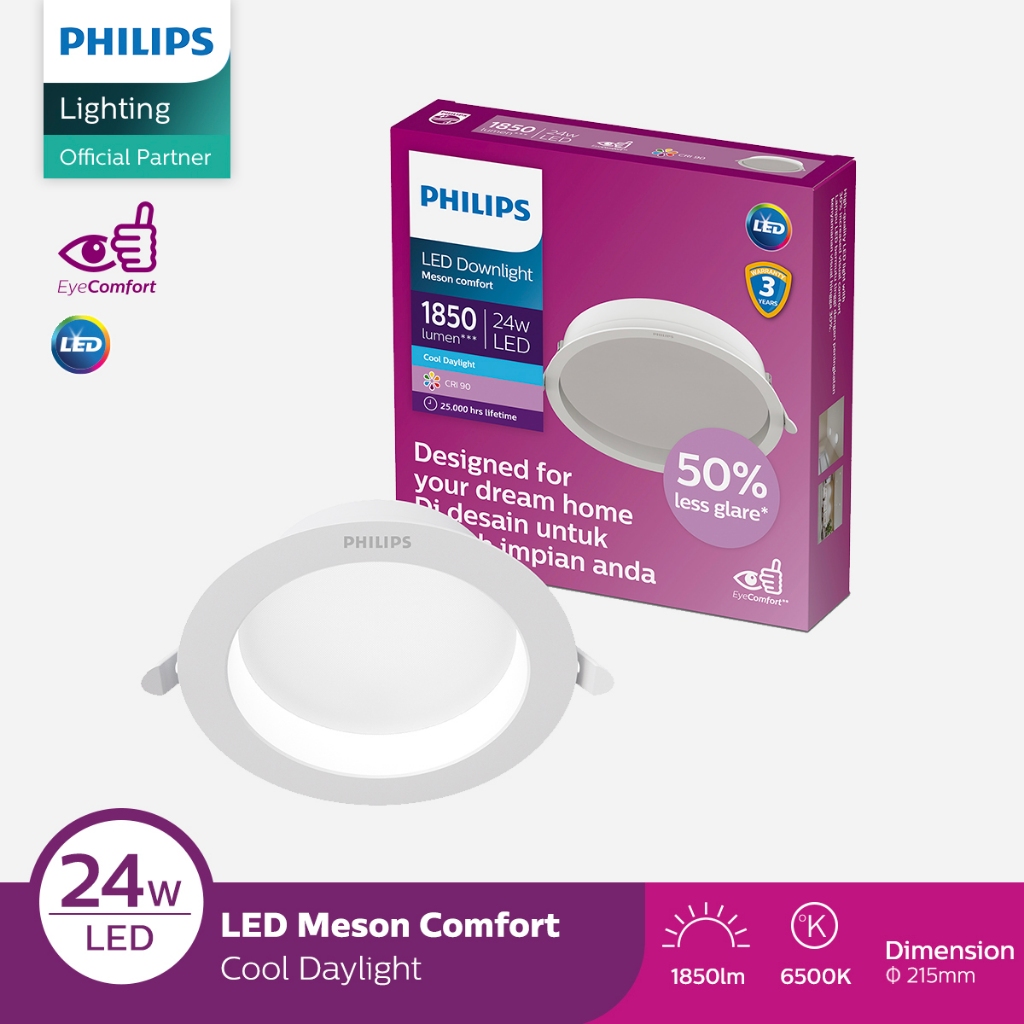 Philips Lampu LED Downlight Meson Comfort 24W 6500K Putih