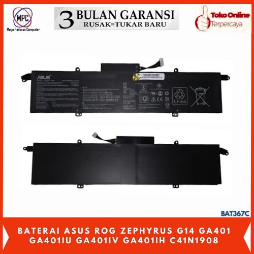 Baterai Asus C41N1908 ROG Zephyrus G14 GA401II-HE048T, ROG Zephyrus G14 GA401IU-HE017R, Zephyrus G14