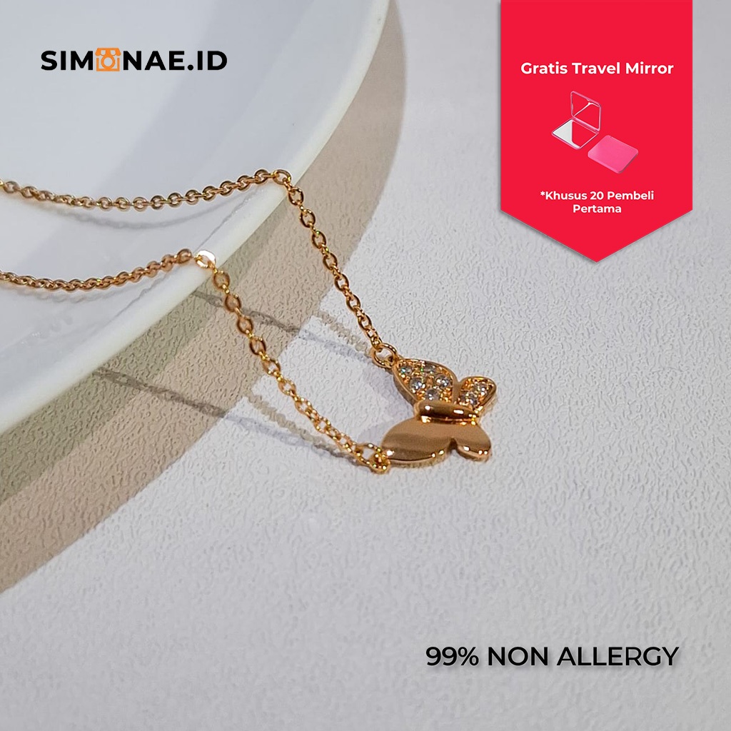 Kalung Wanita Emas Liontin Kupu-Kupu Kristal