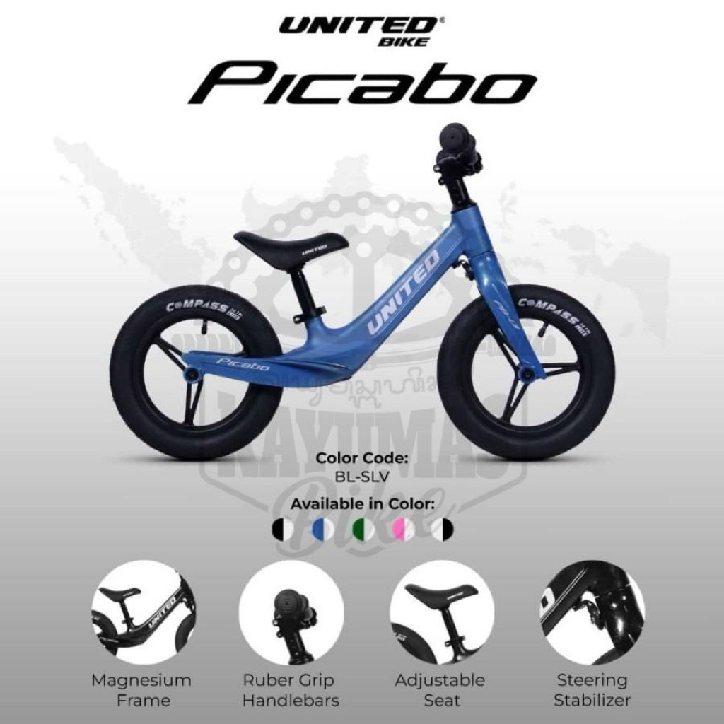 SEPEDA ANAK PUSHBIKE PUSH BIKE UNITED PICABO BALANCE BIKE ALLOY