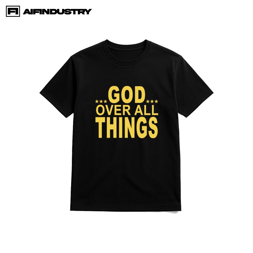 DOOMMARKET -AIFindustry - Black Fitted Tee ''GOD" Regular Fitted Tee Hitam