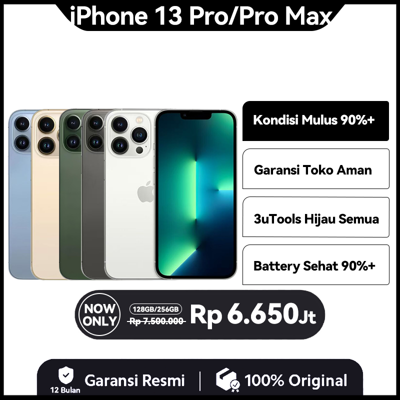 IPHONE 13 PRO & 13 PROMAX 128GB 256GB Second Normal 13 Pro Max Bekas MULUS FULLSET ORI 100% No Refur