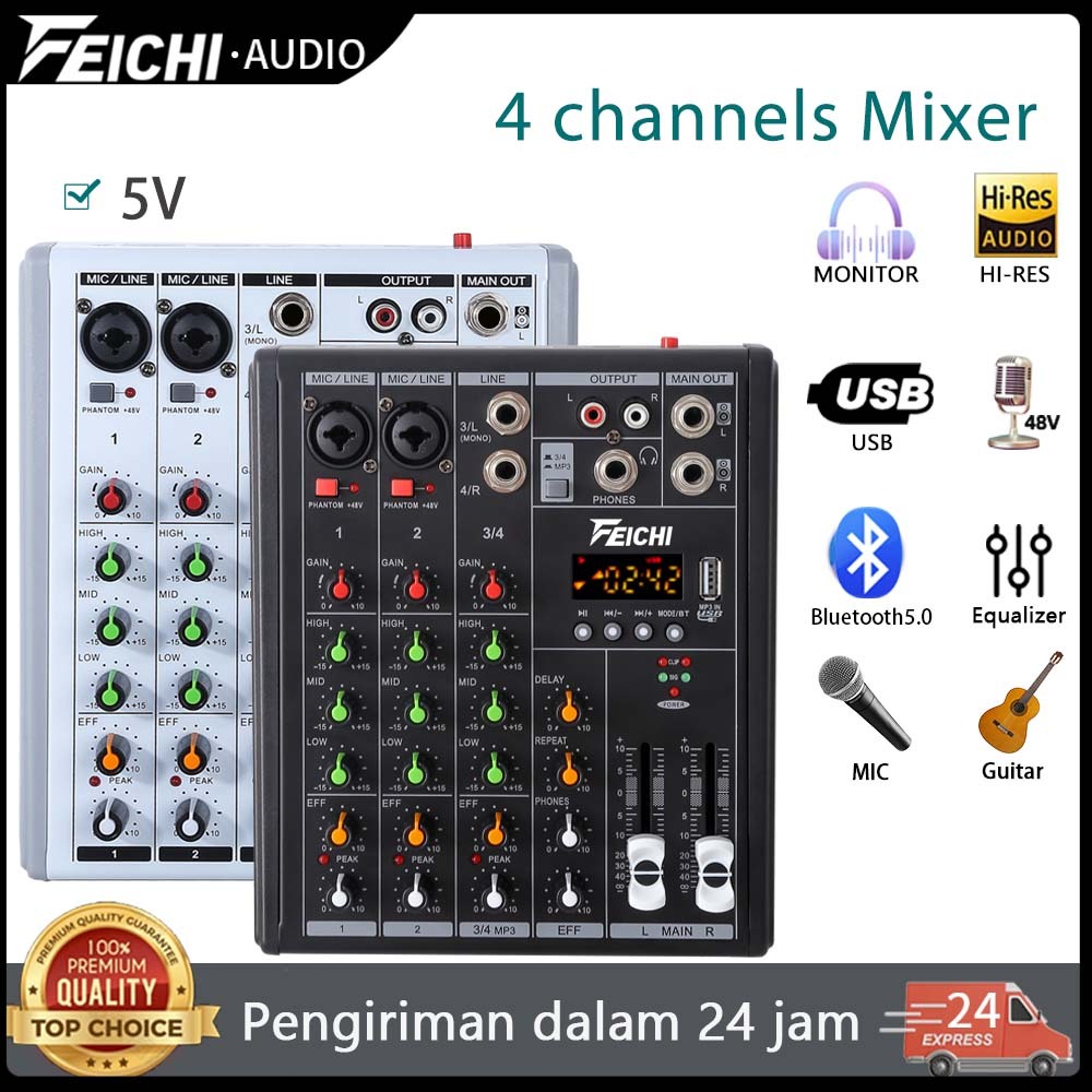 4 Channel Mixer audio/mixer mini/Sound Card/Amplifier Bluetooth Mini profesional /Soundcard USB miks