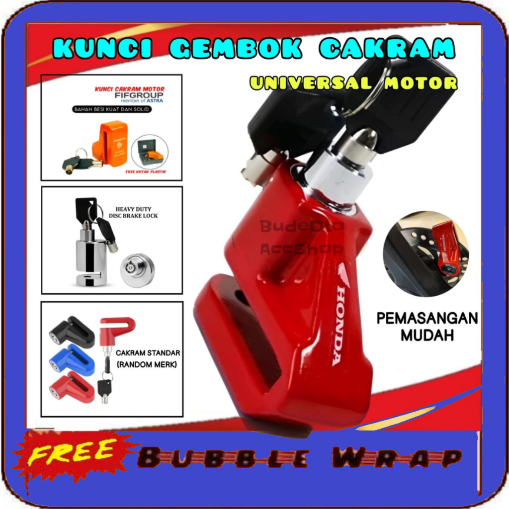 Gembok Anti Maling Cakram Untuk Sepeda Motor Universal Nmax Scoopy Beat Supra Genio Mio