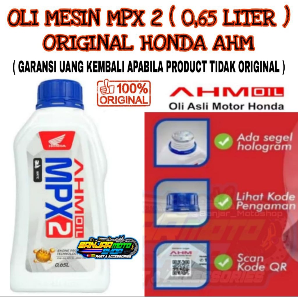 OLI MESIN MATIC MPX 2 ORIGINAL HONDA AHM (0,65Liter) / OLI MESIN HONDA MATIC MPX2 ORIGINAL HONDA AHM