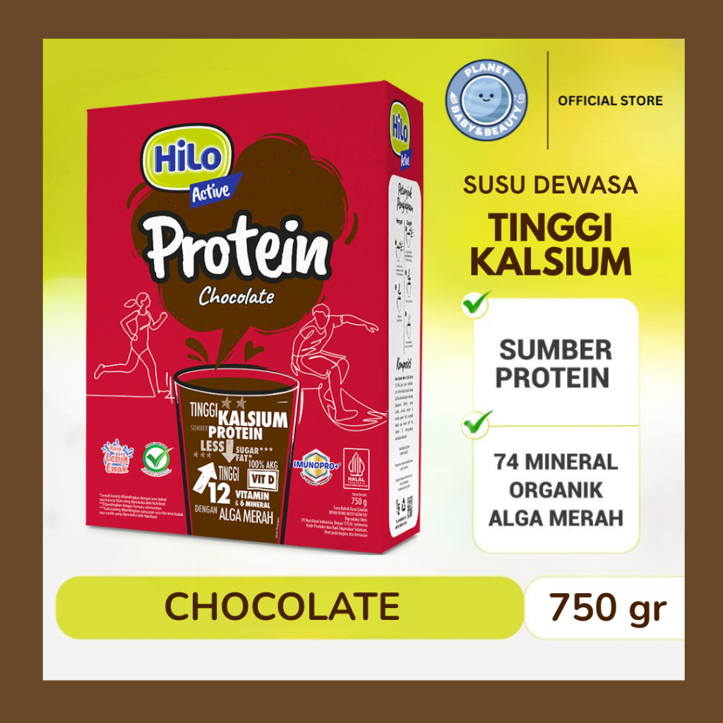 Hilo Active Protein 750gr Rasa Chocolate - Susu Tinggi Kalsium Rendah Lemak