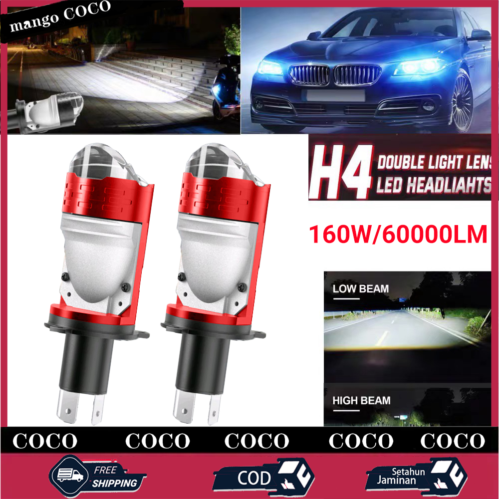Lampu Utama LED 2 PCS 160W Motor Mini Projector Lampu Led Utama Truk Mobil Dan Motor H4  Mini LED Pr