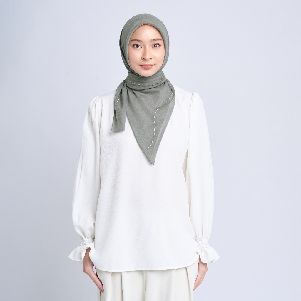 napocut Hijab - Haniya Embroidery - Hijab Segiempat Paris Jepang Bordir Jejak Langkah