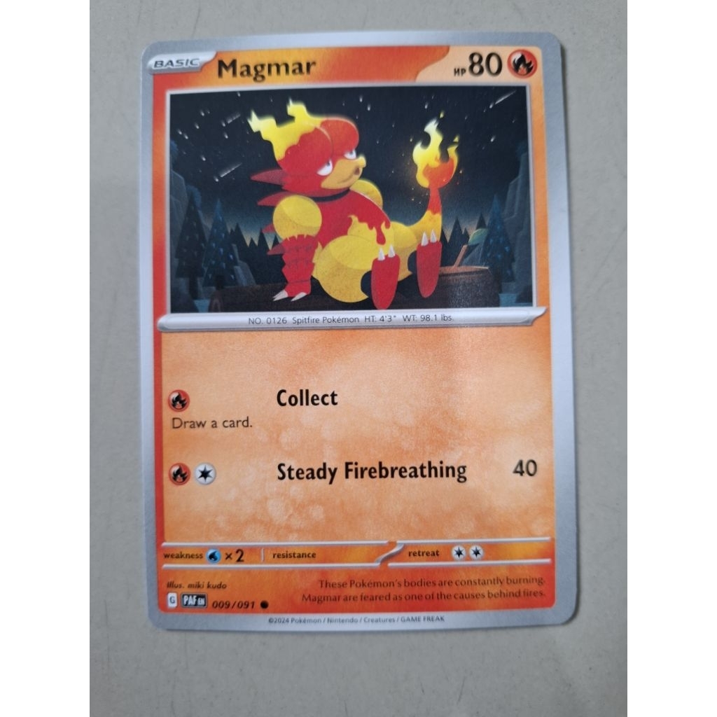 kartu pokemon original common magmar paf 009/091