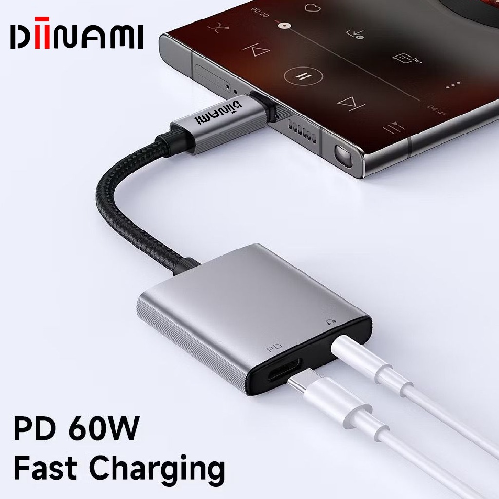 DIINAMI G10 Splitter Type C To Jack 3.5mm Plus Type C Charging Music Dan Call