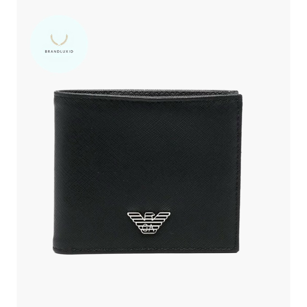Emporio Armani Logo Billnote Wallet in Black Leather