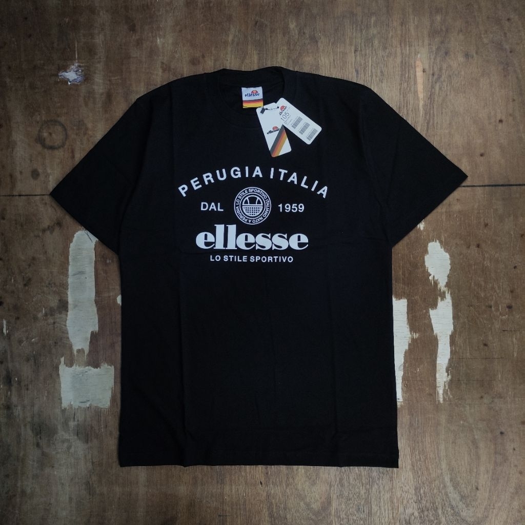 KAOS OVERSIZE ELLESSE PERUGIA ITALIA PRINTED BLACK TEES BESTSELLER