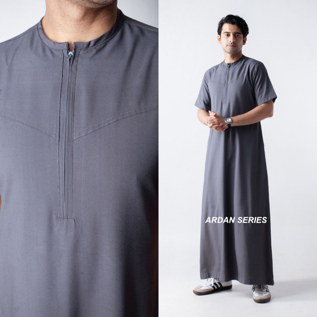 BIG SALE Sarimbit Studio - Jubah Thobe Gamis Pria Dewasa Slimfit Lengan Pendek Premium Ardan Series