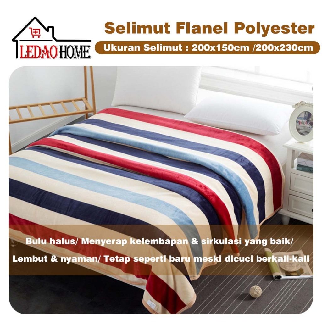 LEDAOHOME Selimut Flanel Polyester uk 200x150cm/200x230cm - bahan lembut, halus