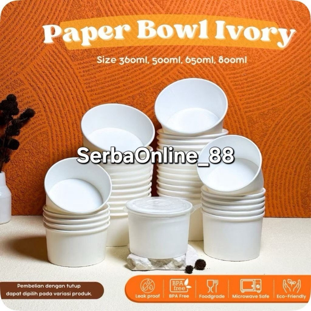 (PAX) NESTO PAPER THINWALL BOWL | MANGKOK | MANGKUK KOTAK MAKAN KERTAS FOOD GRADE | KONTAINER LAMINA