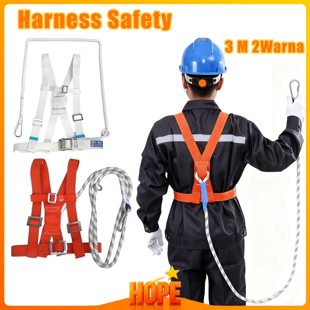 Kuat Dan Tahan Lama Body Harness Safety 3 Meter Full Body Ori Sabuk Pengaman Kerja Half Body Anti Ja