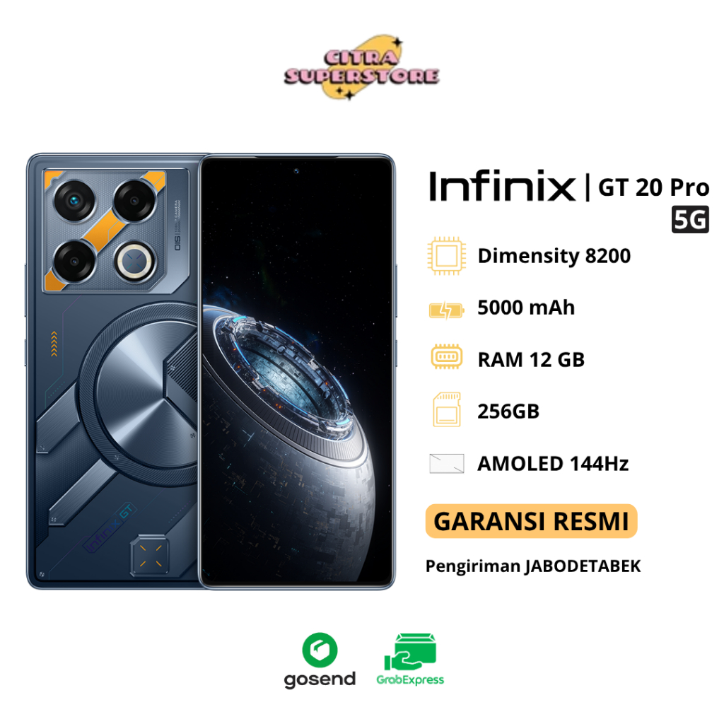 Infinix GT 20 Pro 5G 8/256 | 12/256 GB Bergaransi HP Gaming terbaru Termurah - ProGaming Phone 7.5in