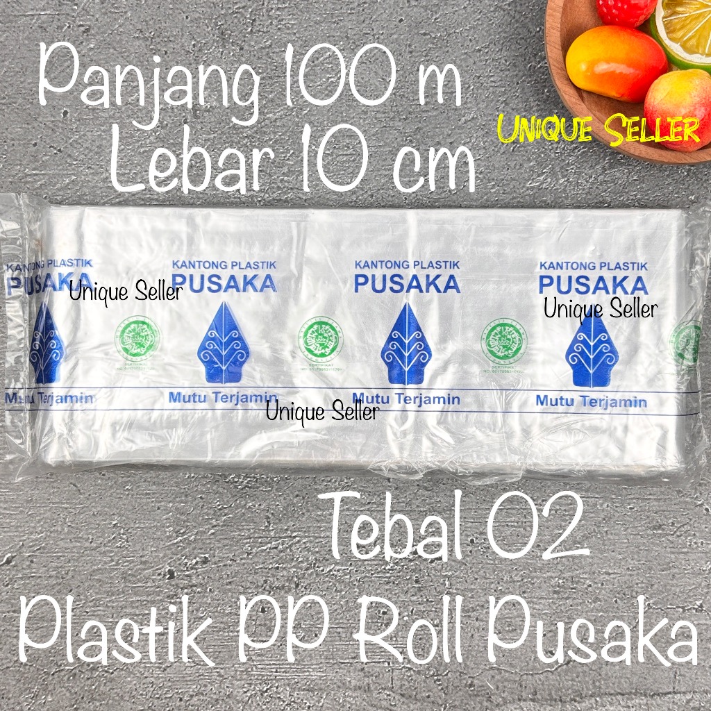 Plastik PP ROLL 10cm 10 cm Tebal 02 Panjang 100m PUSAKA Plastik Roll Pembungkus Kacang Biji Bubuk