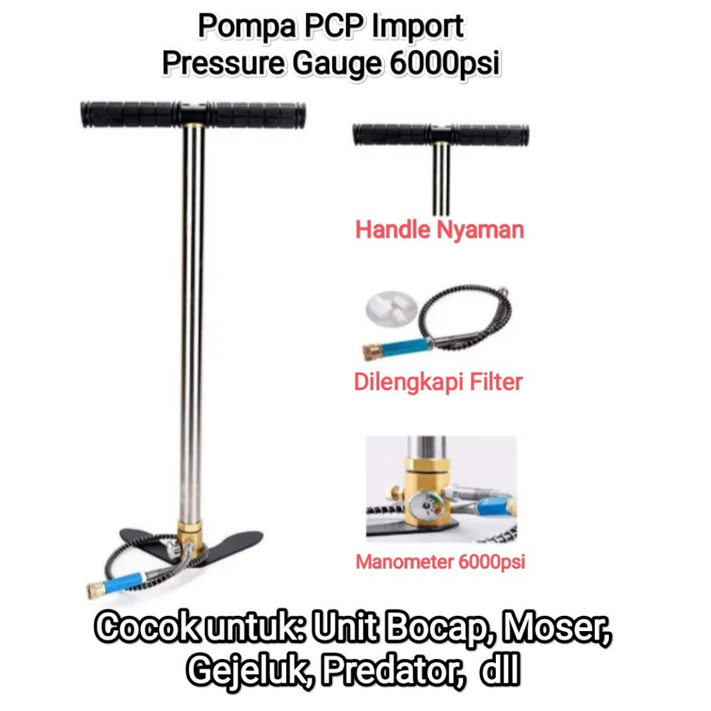 Pompa PCP Manometer 6000psi, Pompa Pengisian Unit PCP, Pompa Pengisian Gas PCP 6000 psi bisa COD bay