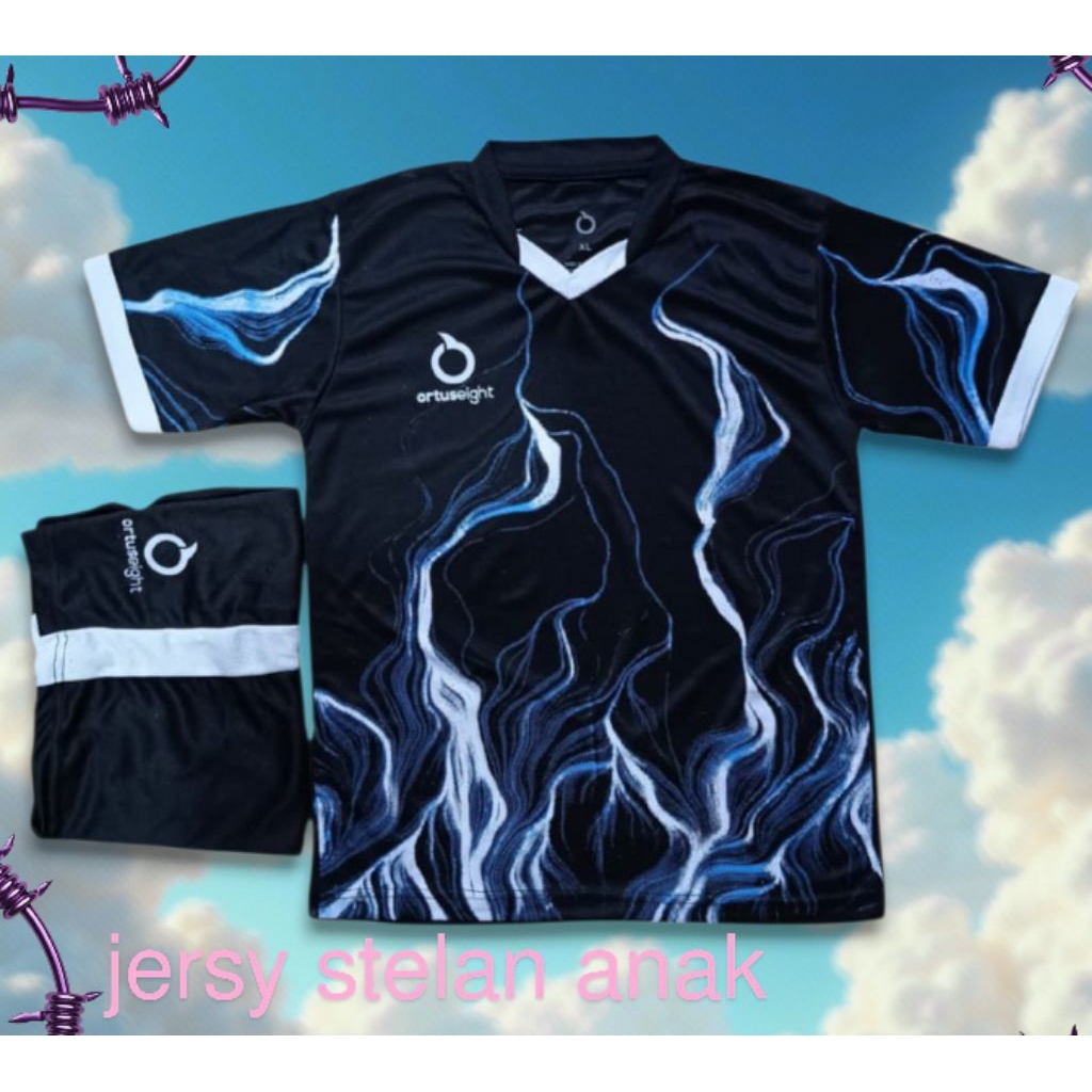 stelan jersy futsal bola anak motif asap