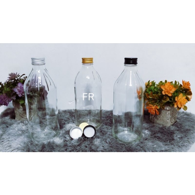 botol kaca bening 500ml botol kaca polos 500ml tutup alumunium