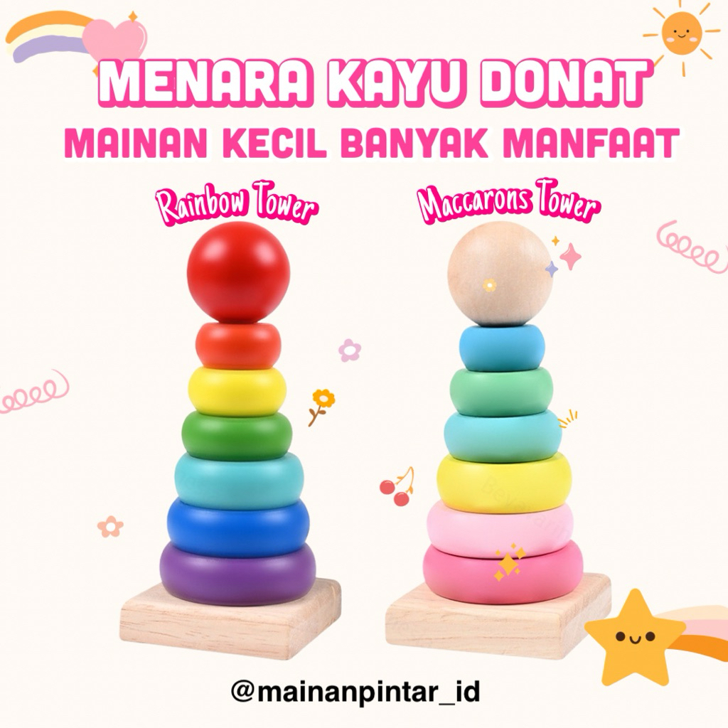Mainan Edukasi Warna Bayi | Menara Donat | Mainan menara donat | Rainbow tower | Mainan Edukasi anak