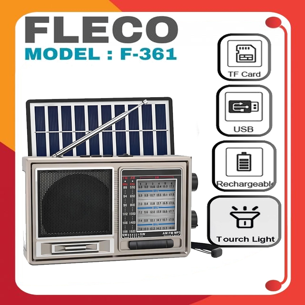 RADIO Fleco F-361 Bluetooth Radio Speaker Senter LED