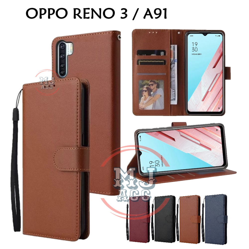 FlipCase Oppo Reno 3 / A91 Leather Case Wallet Premium Casing Hp OPPO RENO 3 Cover Handphone