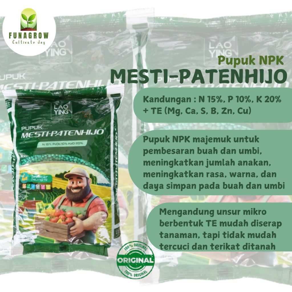 NPK 15-10-20 MESTI-PATENHIJO 1KG LAO YING