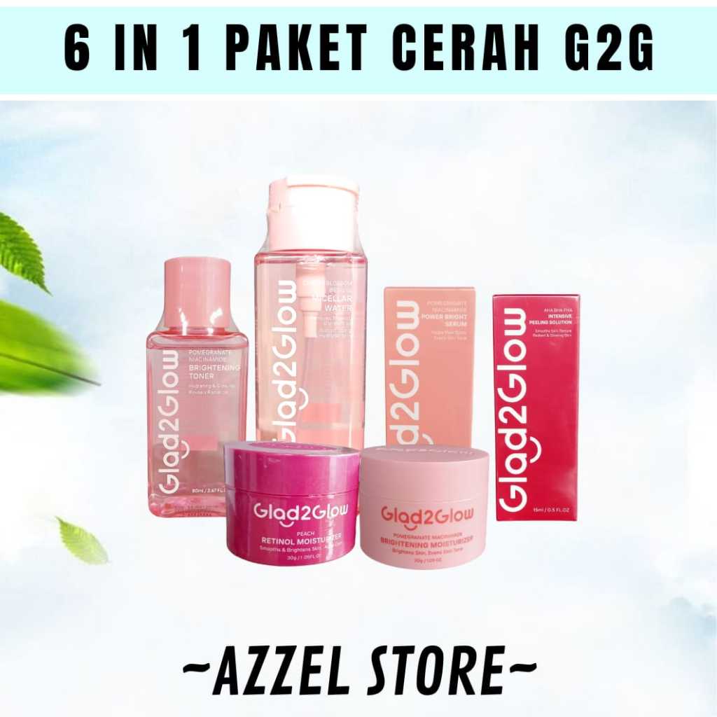 100% Ori G2G Glad2Glow 6 In 1 Paket Cerah Glad2Glow Brightening Skincare