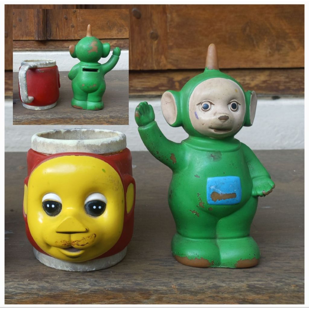 Mug Gelas cangkir Tempat minum Teletubbies-3D set dapat 2pc Mug + Coinbank Hijau Green Dipsy