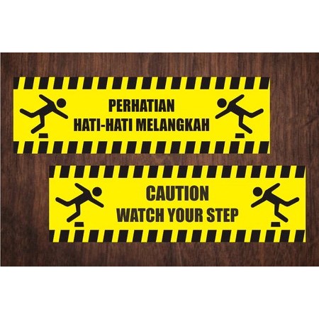 Sign Acrylic Perhatian Hati-Hati Melangkah / Papan Tanda Petunjuk Hati-Hati Dalam Melangkah / Penand