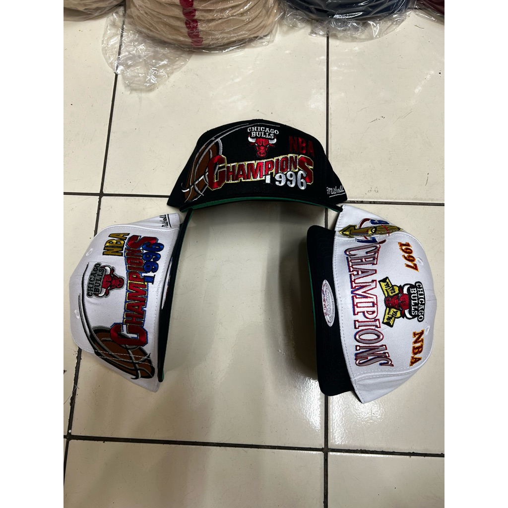 Topi Snapback NBA Chicago Bulls Champions 1996 1997 Vintage Retro Premium