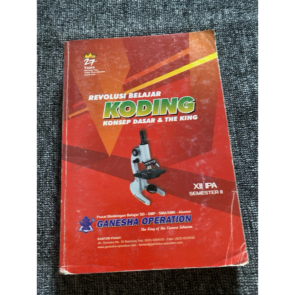 Revolusi belajar Koding konsep dasar & the king xii ipa semester 1 Ganesha operation