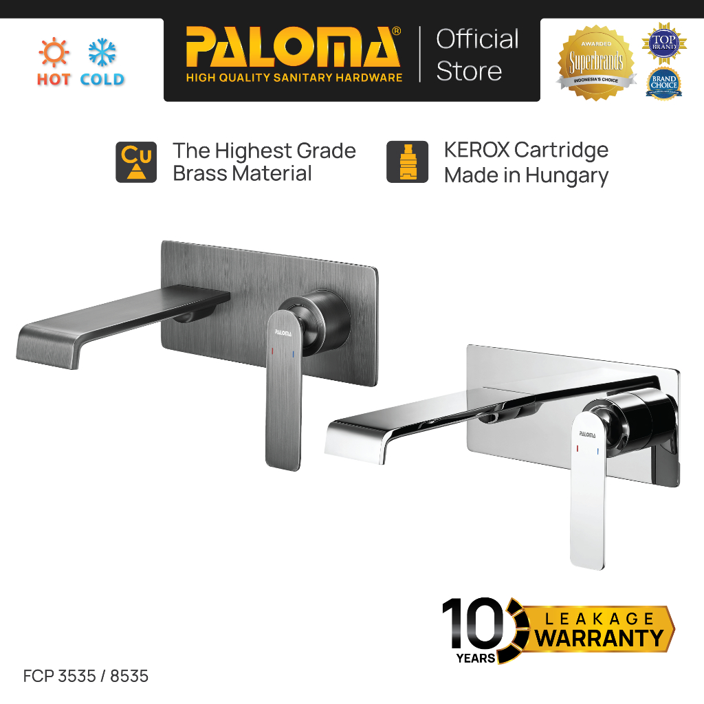 PALOMA Keran Wastafel Tanam Concealed Cuci Tangan Kran Air Panas Dingin Dinding Wall Faucet Basin Mi