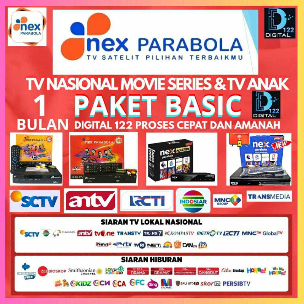 paket NEX PARABOLA BASIC+kids 1BULAN/30hari