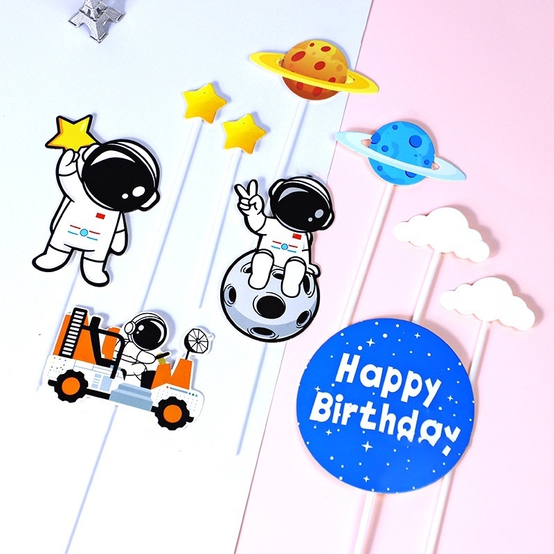 Cake Topper Astronot Ulang Tahun Kue || Dekorasi Kue Ulang Tahun Motif Antariksa