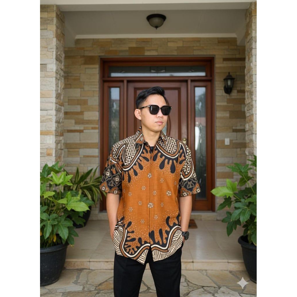 KEMEJA BATIK PRIA LENGAN PENDEK FULL FURING