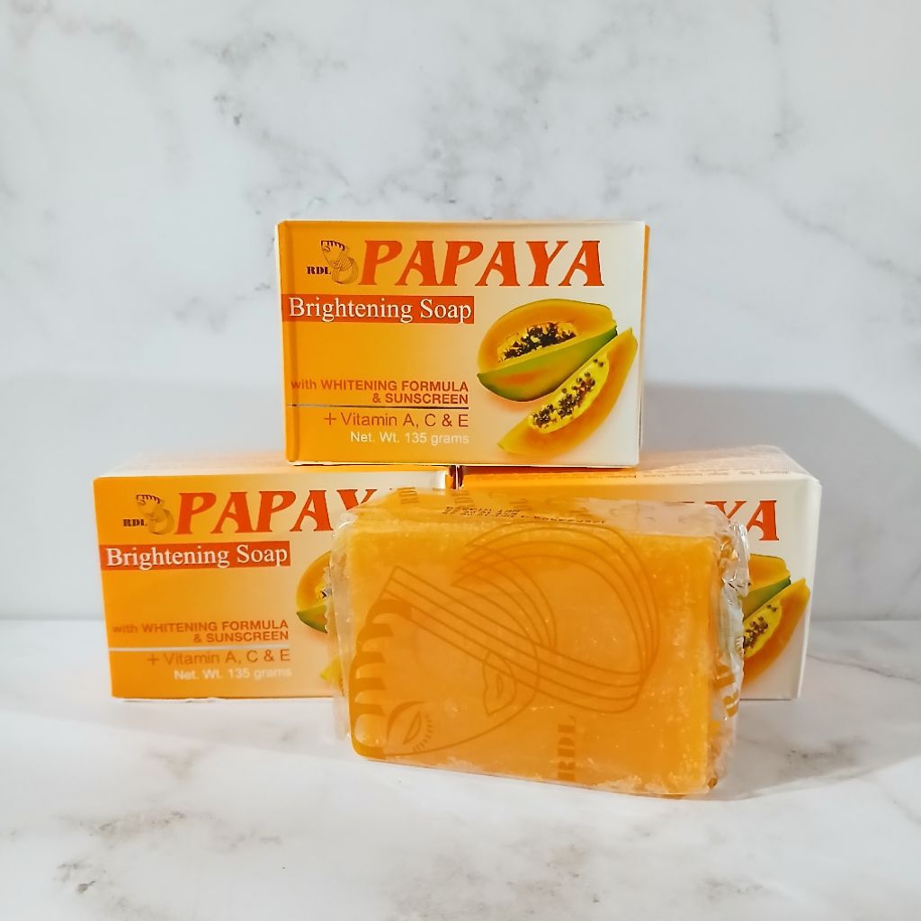 Grosir 3.pcs | RDL PAPAYA Brightening Soap 135gr with Whitening Gormula & Sunscreen Bpom