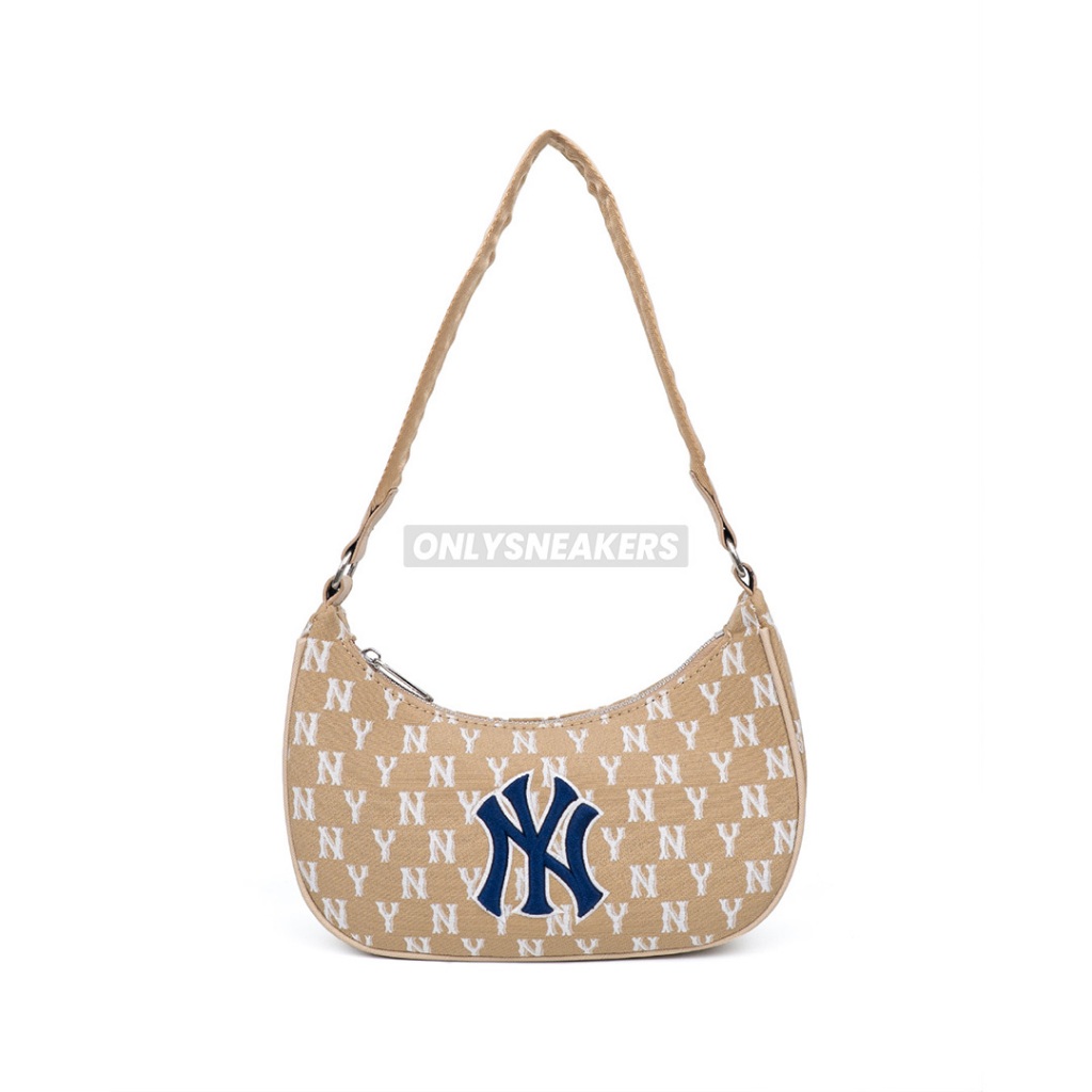 MLB MONOGRAM JACQUARD HOBO BEIGE SHOULDER BAG