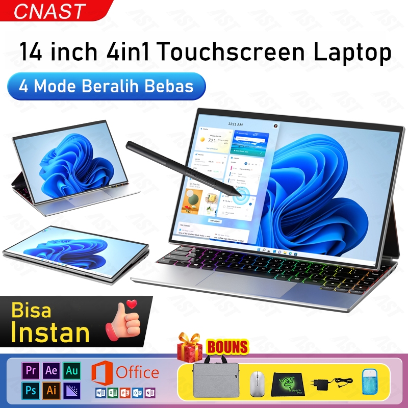 CNAST laptop baru 2-in-1 touchscreen 14inch intel N95 RAM16GB+512GB/1TB Wondows 11+office